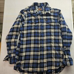 Orvis Men's Long Sleeve Flannel Shirt‎ Blue, Size XLT